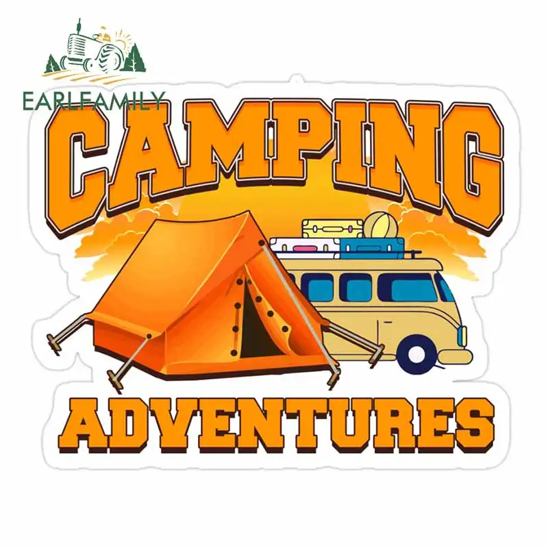 Yellow Laptop Accessories - EARLFAMILY Camping-Abenteuer, Autoaufkleber, Wohnmobil, hinter dem