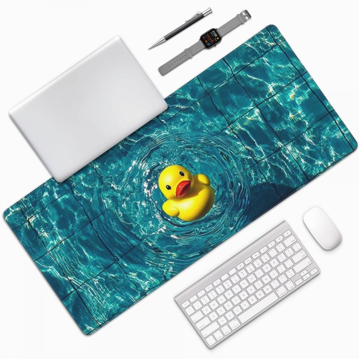 Yellow Laptop Accessories - Gelbe Ente im Pool, großes Mauspad,