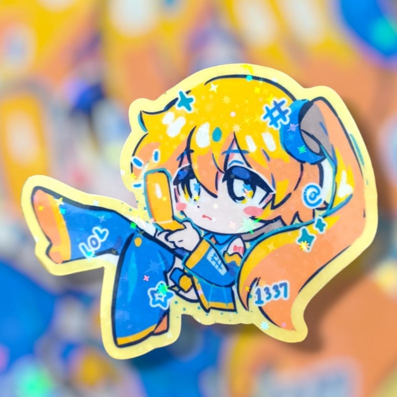 Yellow Laptop Accessories - Mysteriöser gelber Twin Tails Vocaloid-Aufkleber, mattes