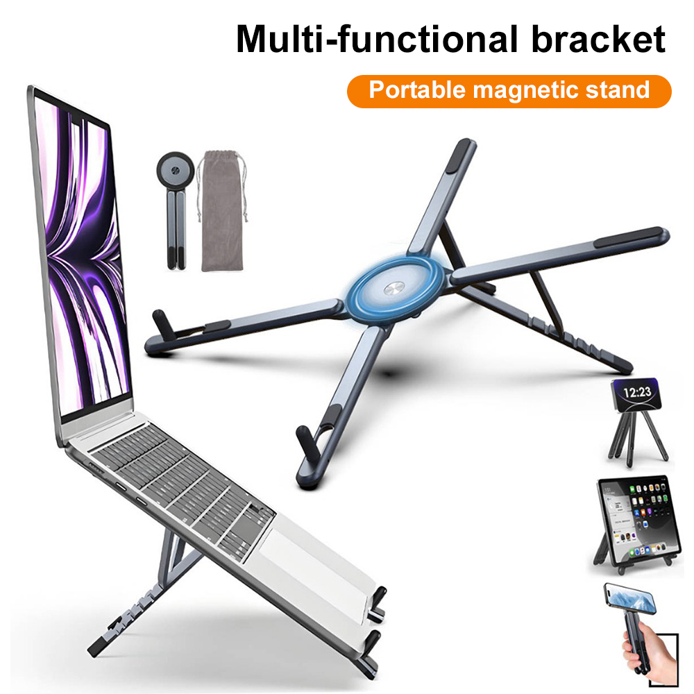 Laptop Extra Accessories - Tragbarer Magnetischer Handyhalter & Selfie-Stick 3-in-1